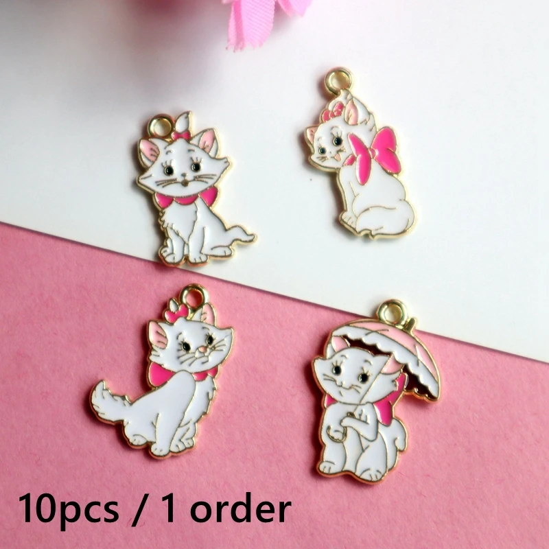 

10pcs Kawaii Anime Elegant Cat Pendant Cute Marie Cat Charms DIY Necklace Bracelet Earings Jewelry Keychain Decoration Accessory