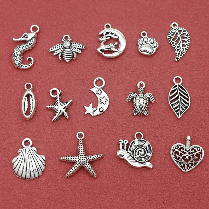 1pack Fashion Tibetan Silver Mix Jewelry Pendants Multi Models Handmade Earrings Necklace Bracelets Metal Charms DIY Accessories