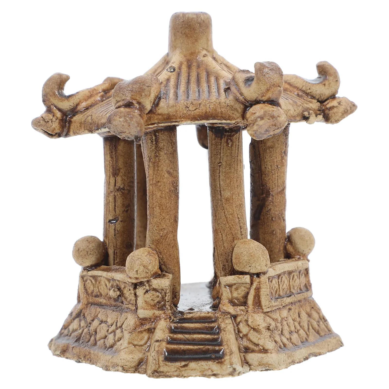 Mini Hexagonal Pavilion Ceramic Pagoda Bonsai Decoration Zen Garden Aquarium Fish Tank Micro Landscape Asian Aquarium Decor