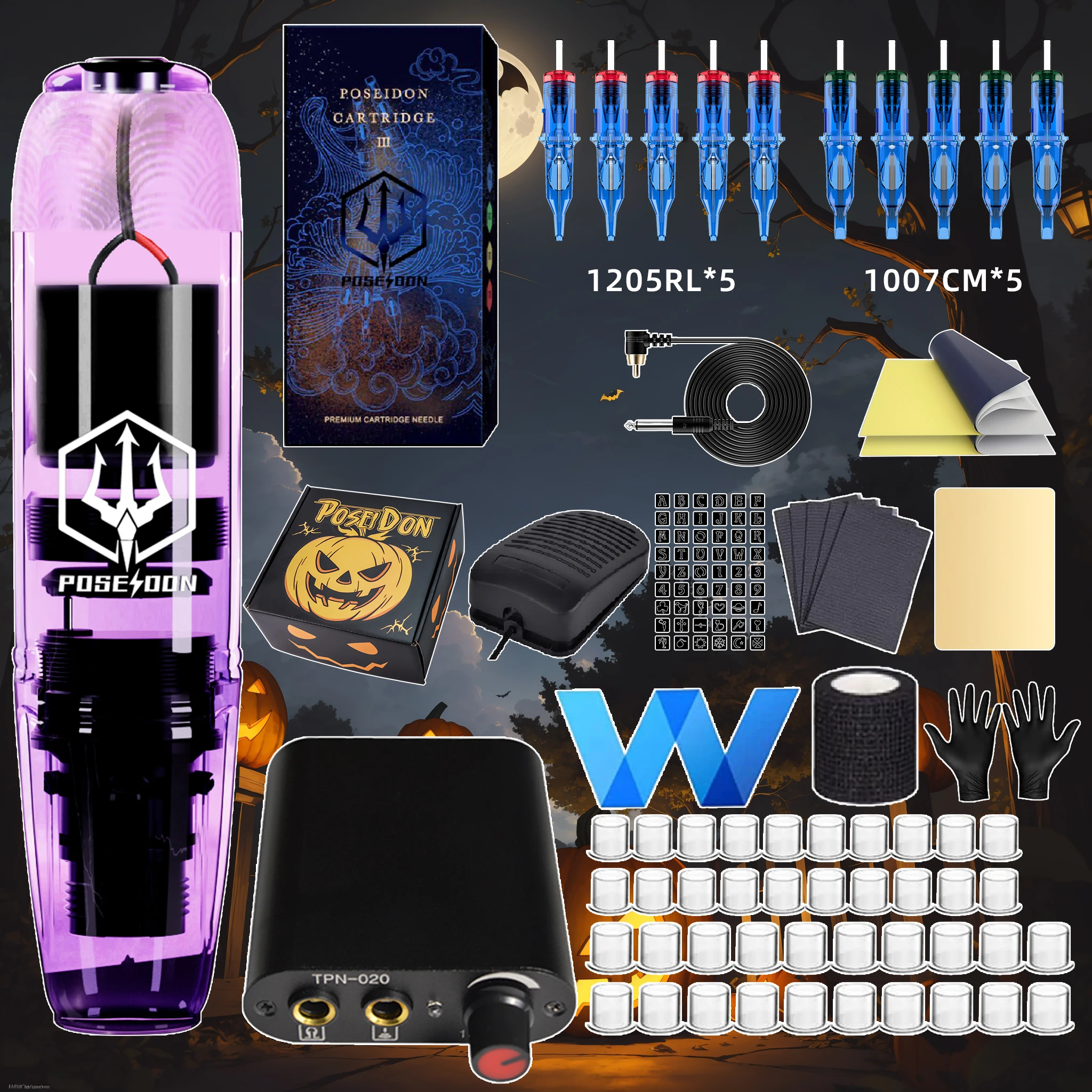 

Tattoo Kit POSEIDON Halloween Tattoo Pen Kit For Permanent Makeup Tattoo Machine Lightweight Tattoo Power Supply Tattoo Gun Kit