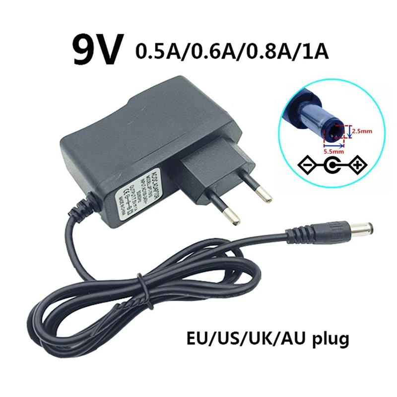 9v 0.5a 0.6a 0.8a 1a us Power Supply au Plug 600ma 800ma 9v 1amp Power Supply uk Plug 9 Volt Adapter Source 9 Volt Power Adapter