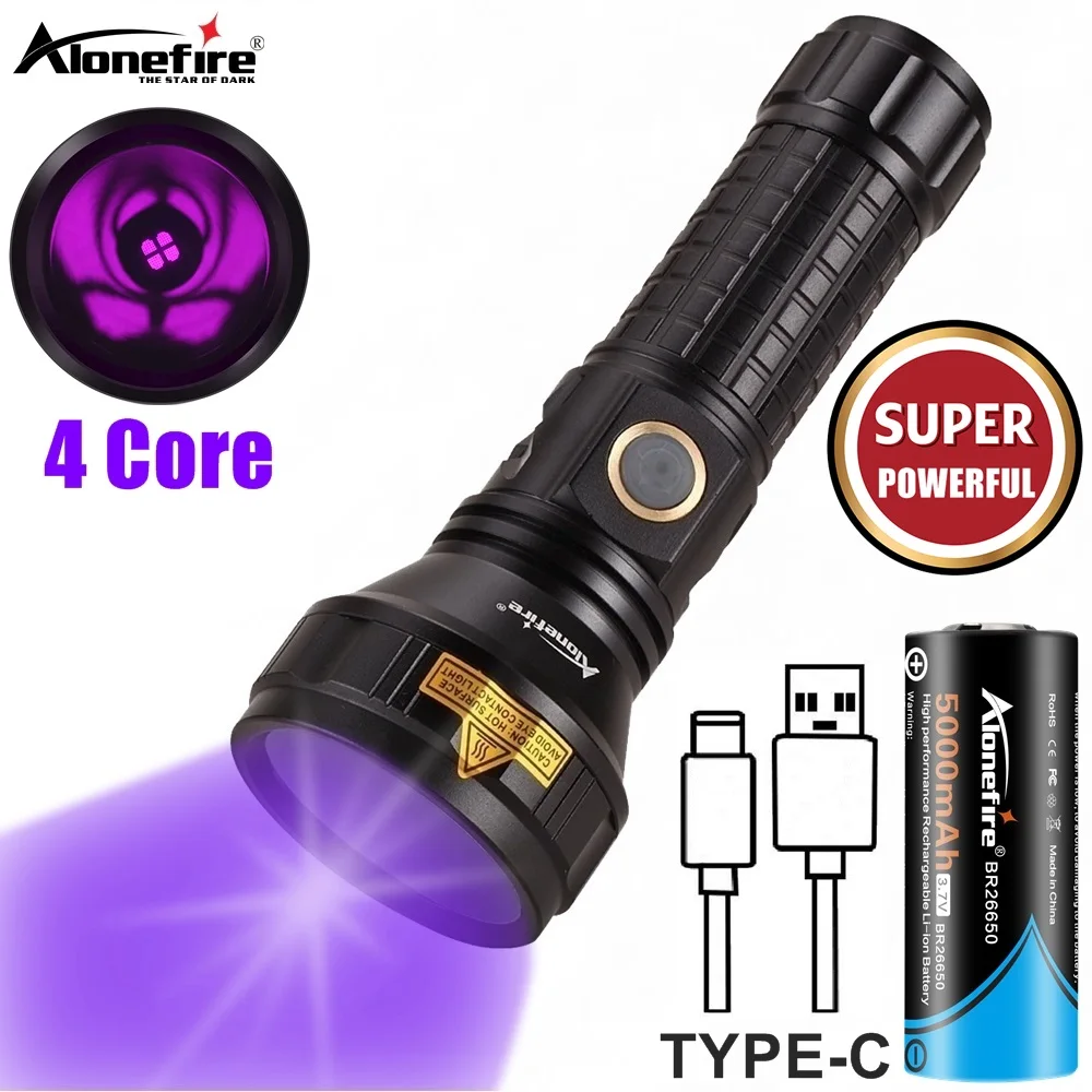 25W 365nm High Power Led UV Blacklight Flashlight USB Rechargeable Money Ore Pet Stain Scorpion Invisible Marker Detection Light