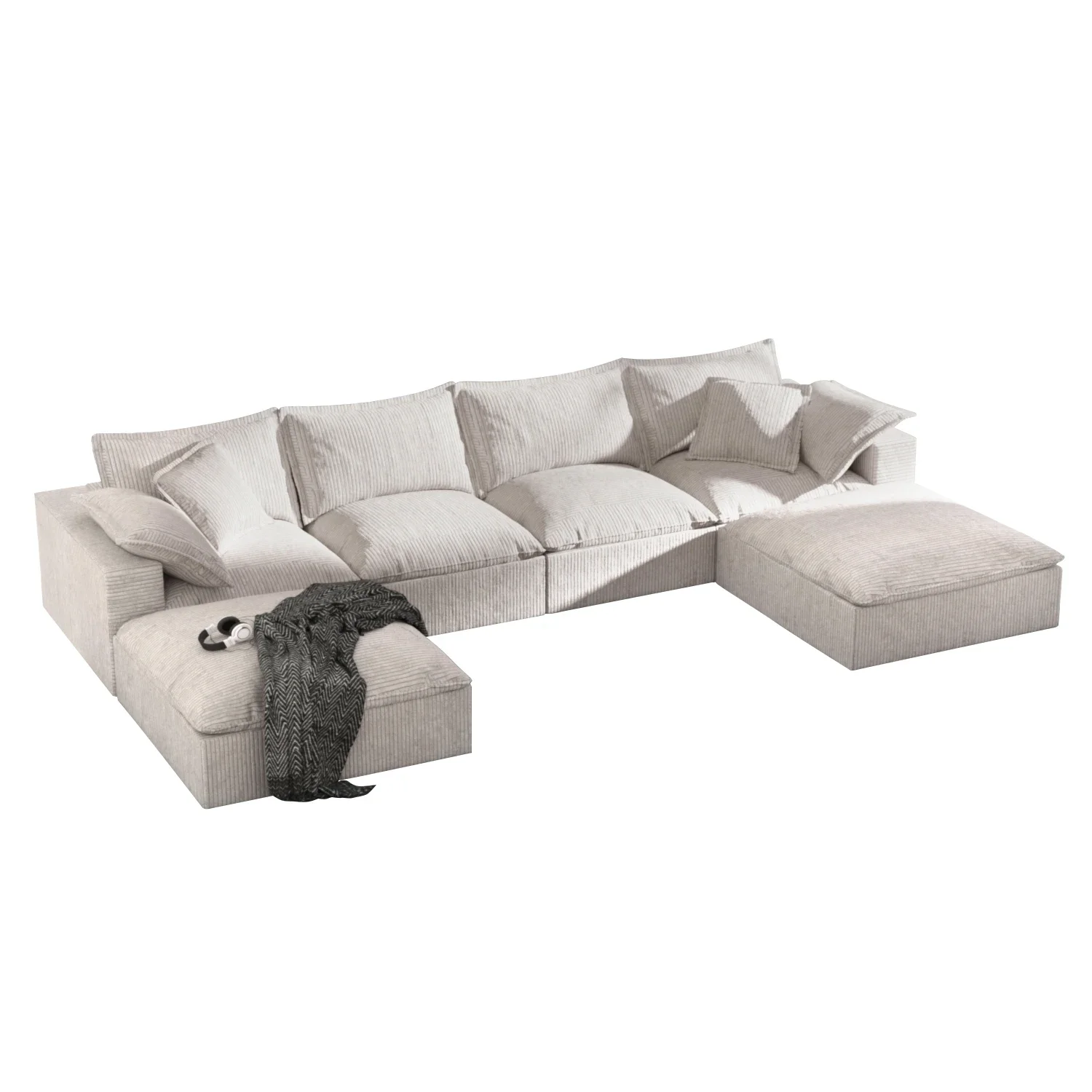 Luxury 6 Seats Sofa With 3 Layer Foam Filling Super Comfortable Living Room Sofa Washable Fabric Sofa Set Couch Sectional Home