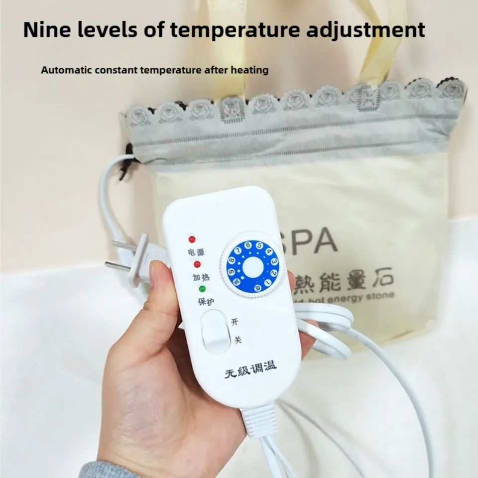 EU/US Plug Heating Bag/Heating Box/5 Pcs SPA Essential Oil Hot Massage Stone/ Bag with 8pcs Massage Energy Stone Sets