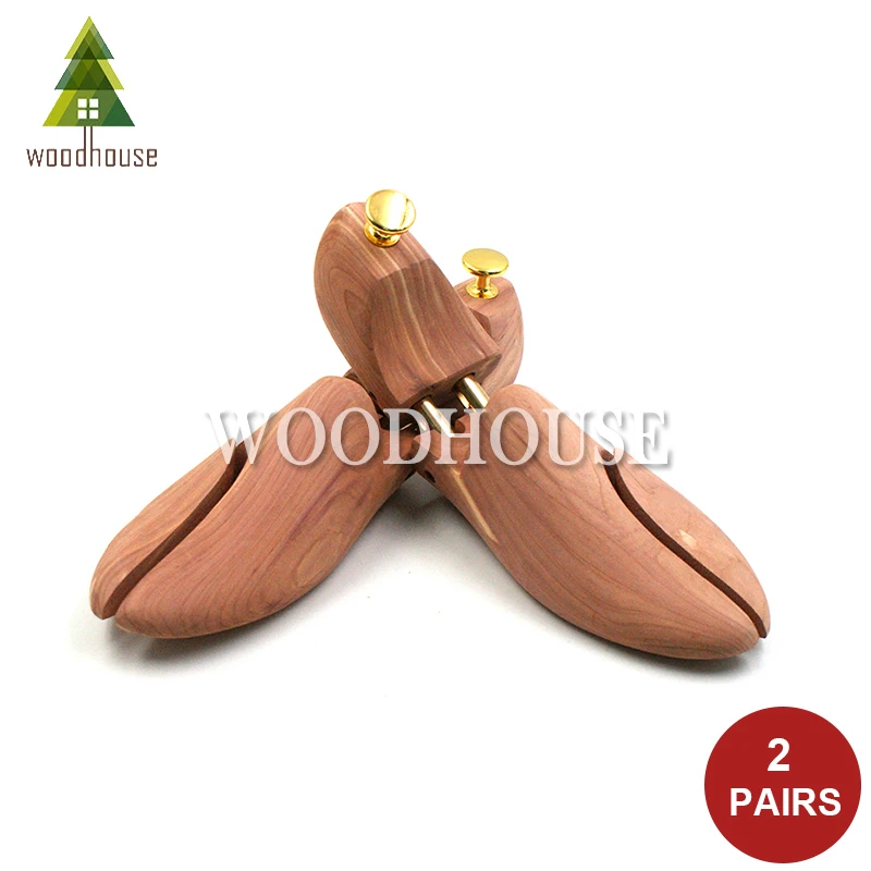 2-PACK Men's and Women's Twin Tube Adjustable Red Cedar Shoe Tree Wood Shoe Tree