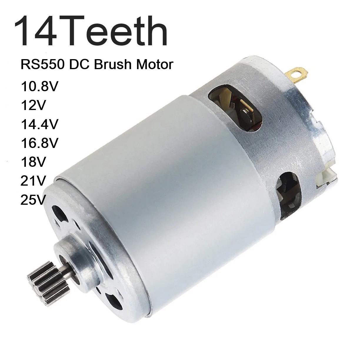 RS550 14 Teeth Electric Drill DC 10.8V 12V 14.4V 16.8V 18V 21V 25V Brush Motor Electric Screwdriver Micro Motor with 8.2mm Gear