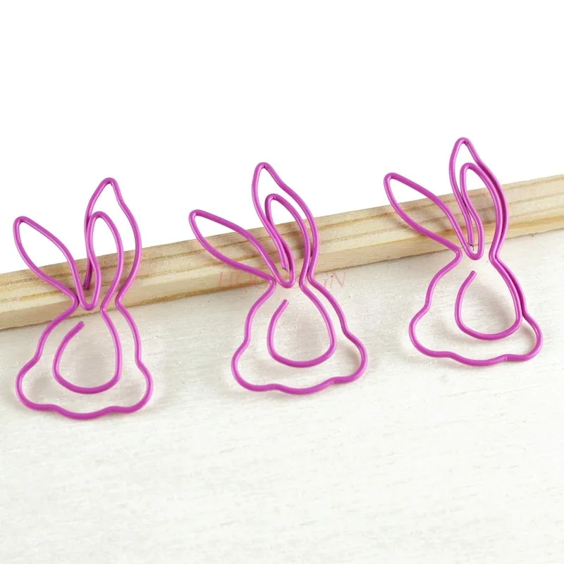 12pcs Rose Red Jade Rabbit Paper Clips Animal Cartoon Creative Paper Clips Shaping Pins