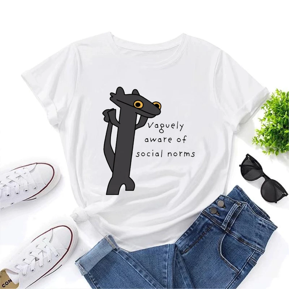 Vaguely Aware Social Norms Lizard Unisex Men T Shirt Funny Social Anxiety Graphic Tee Introvert Gift Idea Cute Animal Tops