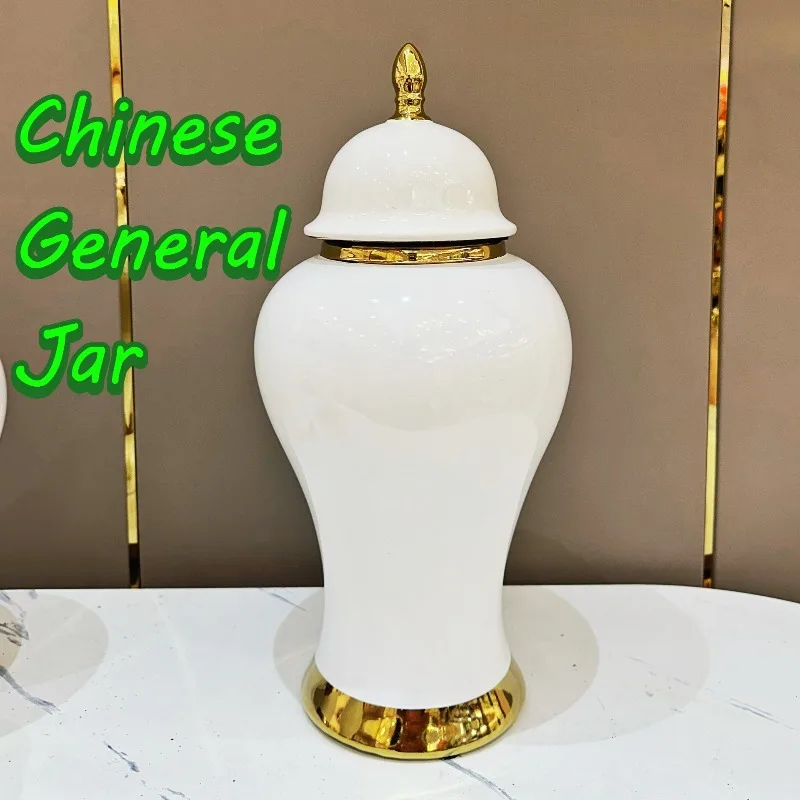 Europe Ceramics Vases Waterproof Glazed Surface Electroplated Gold Trim Stain Resistant Vases Light Luxury Elegance Home Decor