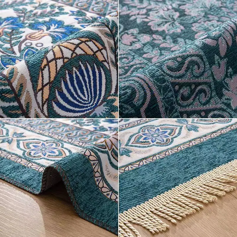 Allover Floral Pattern Chenille Floor Rug