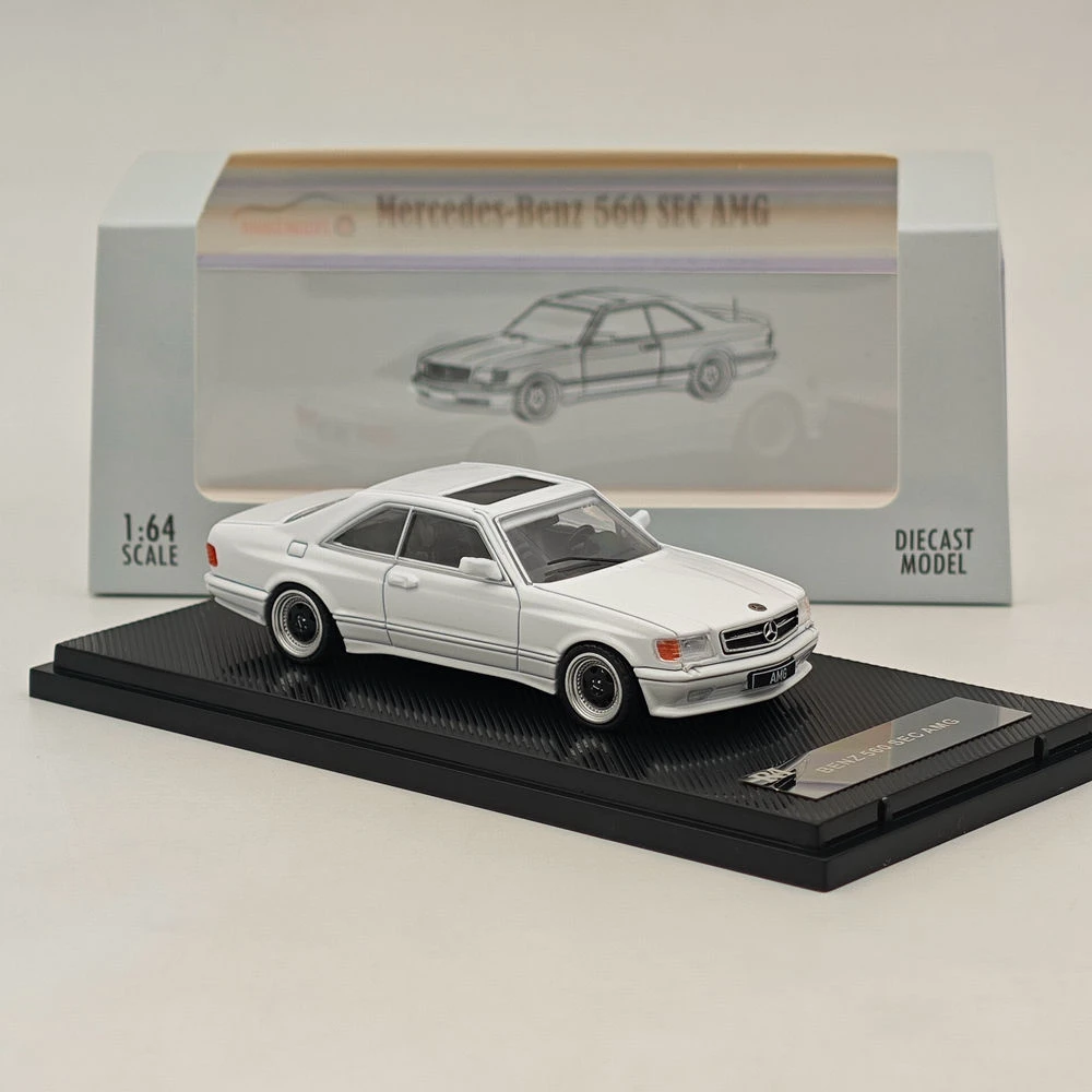 Diecast rm 1:64 escala mercedes-benz 560sec amg w126 liga modelo de carro brinquedo colecionável presente lembrança exibição ornamento