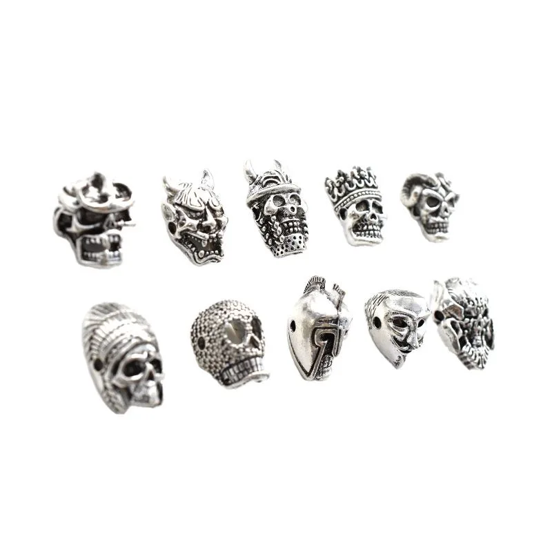 Punk style cosplay skeleton pearl spacer accessory with a hole diameter of about 1.5mm that can be threaded with jade thread