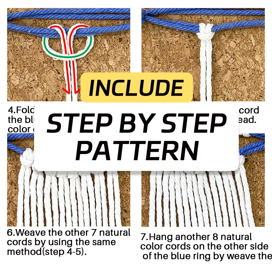 Boho Daisy Earphone Storage Bag Macrame DIY Kit Polyester Handmade Woven Pouch Multicolor Portable Key Ring Craft Set for DIY view 4