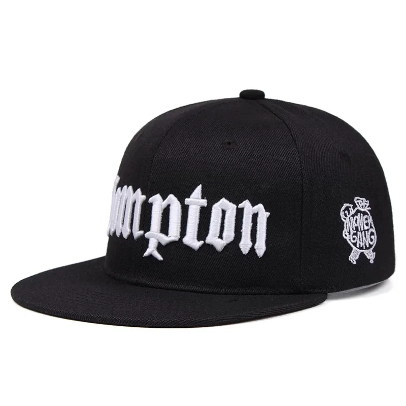 New COMPTON Embroidery Snapback Hat Youth Hip Hop Flat Brim Baseball Cap Kpop Headwear for Men Women Street Dance Gangster Caps