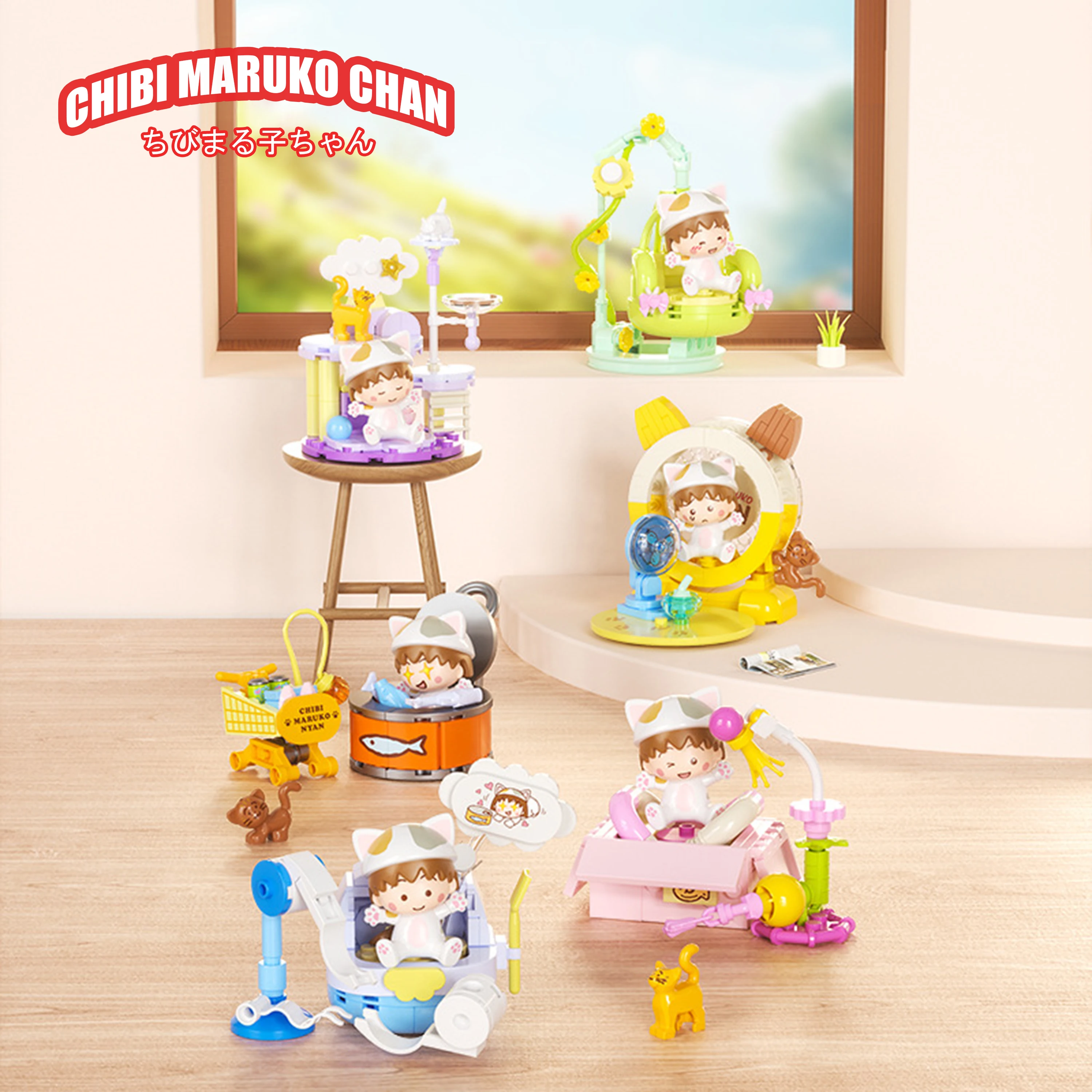 

Chibi Maruko Chan HK901 Meow Building Blocks Blind Box Figure Toy Desktop Decor Gift for Girls Birthday Present