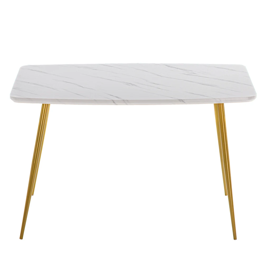 Modern Marble Effect Dining Table Rectangular Kitchen Table with Gold Legs