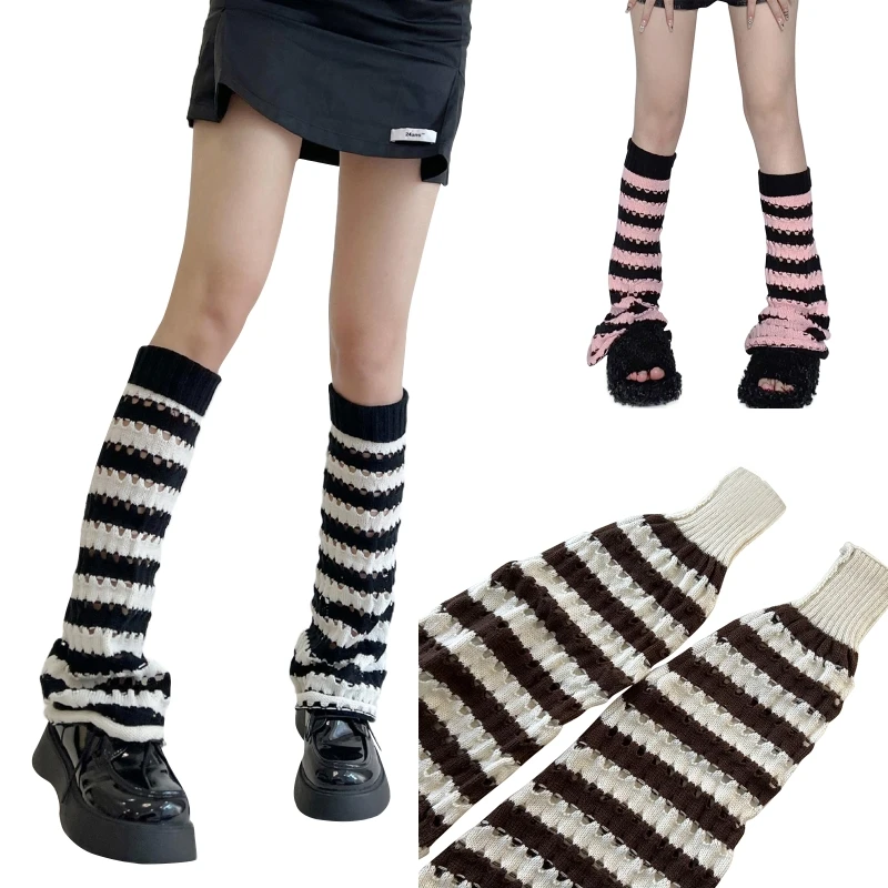 Women's 80s Party Dance Legwarmers Hollow Striped Leg Warmers for Early Autumn