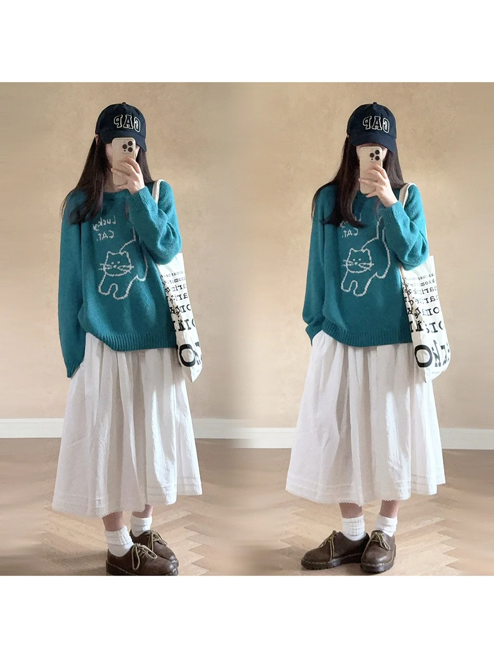Thiened Blue een  oulder Sve Knitted Woolen Sweater Women's Faion Autumn Winter Warm Long Sve round Ne Swe...