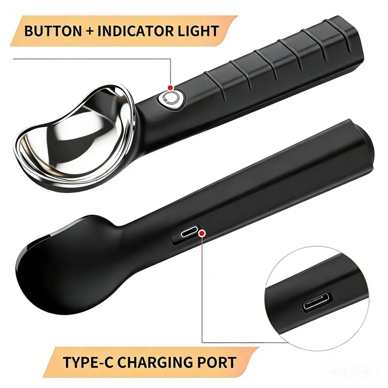 [HOT!A24R】 Electric Heated Ice Cream Scoop Stainless Steel, Self-Melting Ice Cream Ball Scooper, Ice Cream Spoon