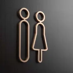 Acrylic Men Women Toilet Signs DIY Removable Wc Holder Signage Board Black Gold Washroom Sign Plate Set Hotel