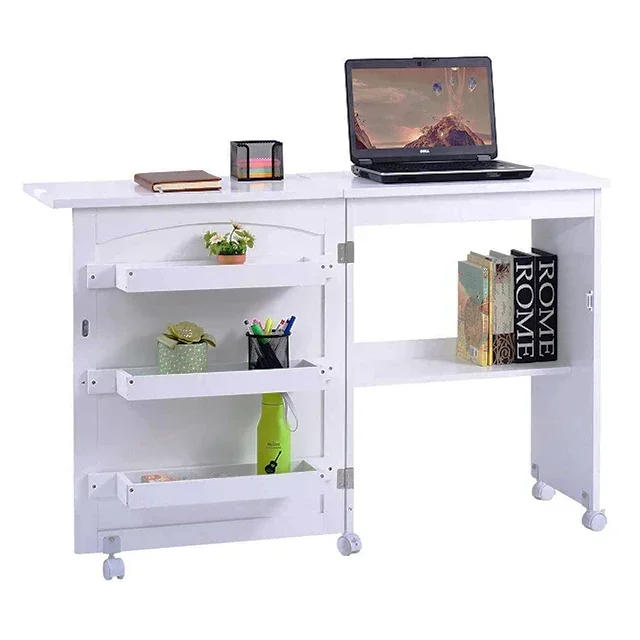 

2026 Mobile Computer Desk, Sturdy Home Office Desk for Small Spaces, Study Workstation