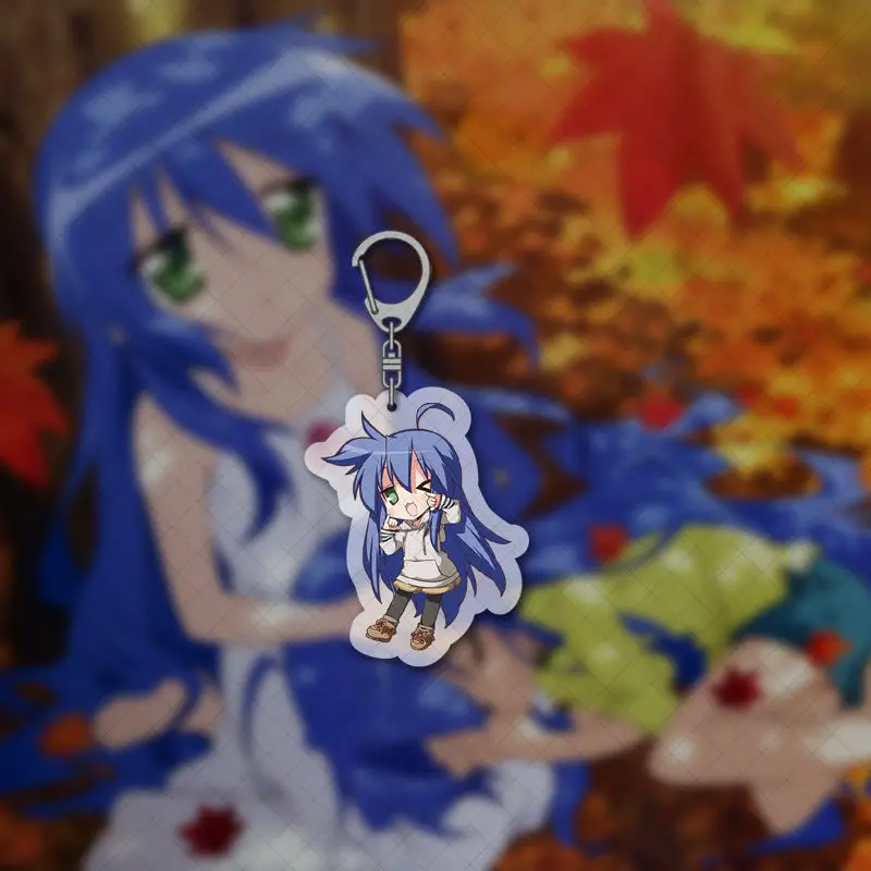 キーホルダー・アクリルキーホルダー Lucky Star Cosplay Netsuke Lukcy Star Izumi Konata SD Cute Acrylic Key Chain Keyring Strap