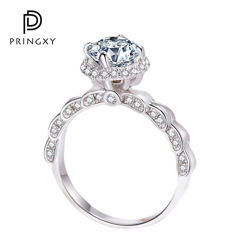 

PRINGXY Classic Four Claw 1 Carat Real Moissanite Ring S925 Silver Platinum Plated D Color VVS1 Wedding Fine Jewelry Anniversary