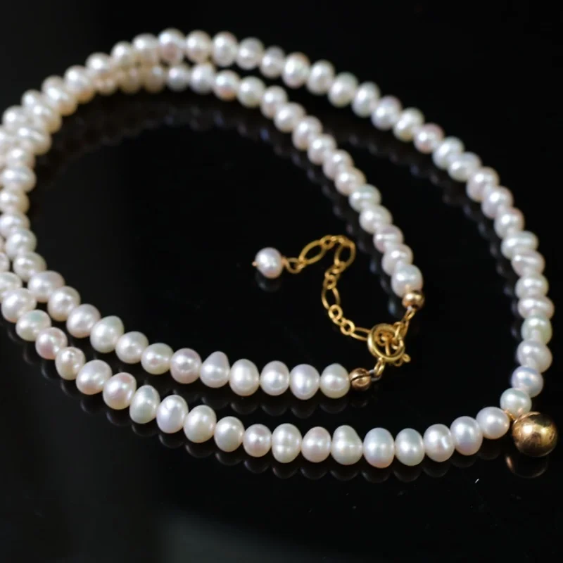 

Ювелирные изделия SGARIT, мини-подвеска из золотых бусин, 14-каратное золотое ожерелье, колье из натурального пресноводного жемчуга, цепочки для женщин, элегантный подарок