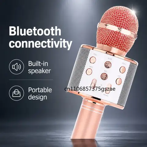 Microfone de Karaokê Bluetooth Sem Fio, Microfone de Karaokê com Alto-falante e Rádio FM Ajustável para Crianças, Meninas, Meninos e Adolescentes em Aniversários