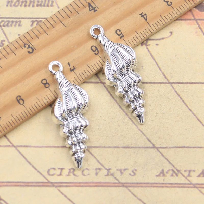10pcs Charms shell scallop conch 37x14x7mm Antique Silver Color Pendants Making DIY Handmade Tibetan Finding Jewelry