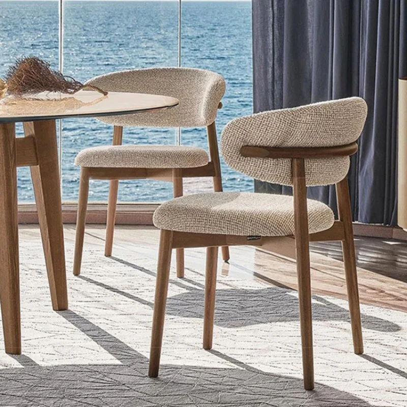 Nordic solid wood dining chairs, modern minimalist and luxurious designer fabric chairs, hotel backrest chairs, home dining tabl