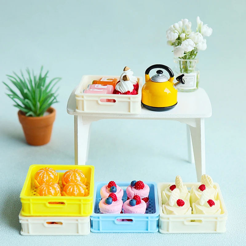 1/12 Dollhouse Mini Food Box Scale Dollhouse Miniature Cake Afternoon Tea Dessert Food Macaron Dessert Stand for Doll House