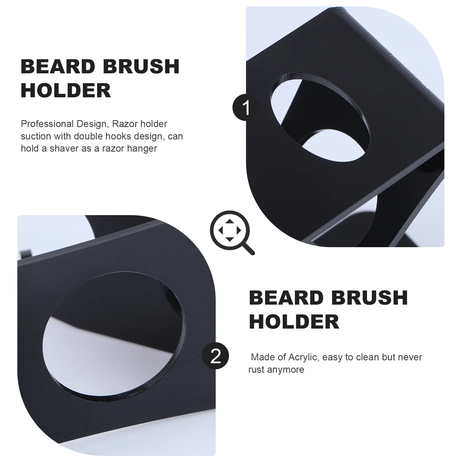 

Bearded Brush Holder Acrylic Razor Stand For Shaving Brush Safety Shape Suction Double Hooks Portable Bathroom Organizer