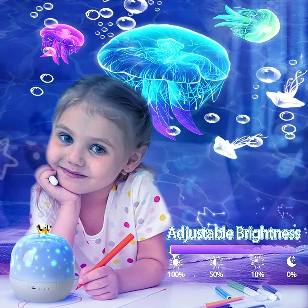 ضوء عرض LED على شكل تاج Galaxy Star Sky Fantasy Night Light 360 ° الدورية 15 مجموعة من أنماط غرفة نوم ديكو هدية مهرجان الأطفال #1