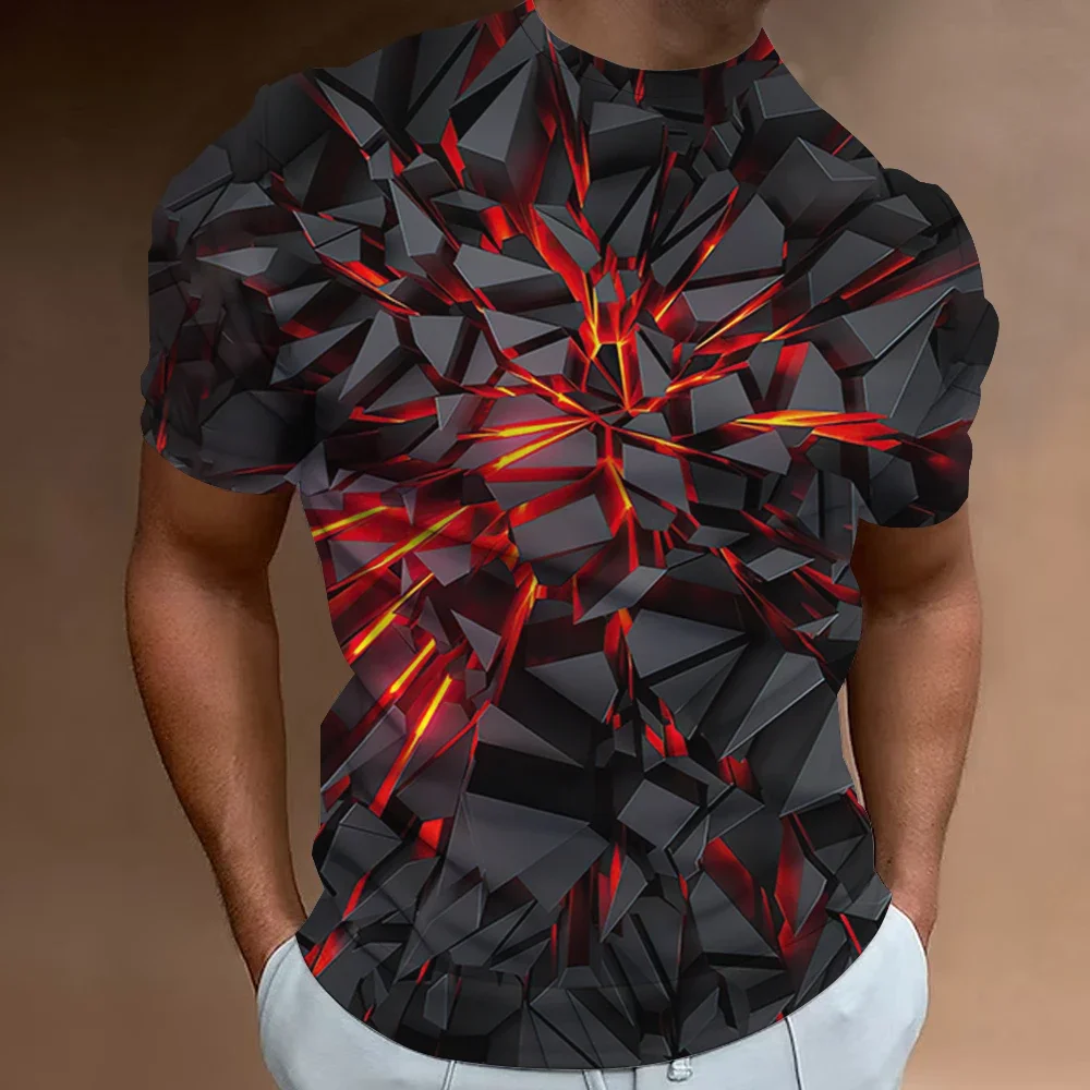 

Fashionable technology style T-shirt for men, 3D printed men's T-shirt, street designer short sleeved loose oversized top T-shir