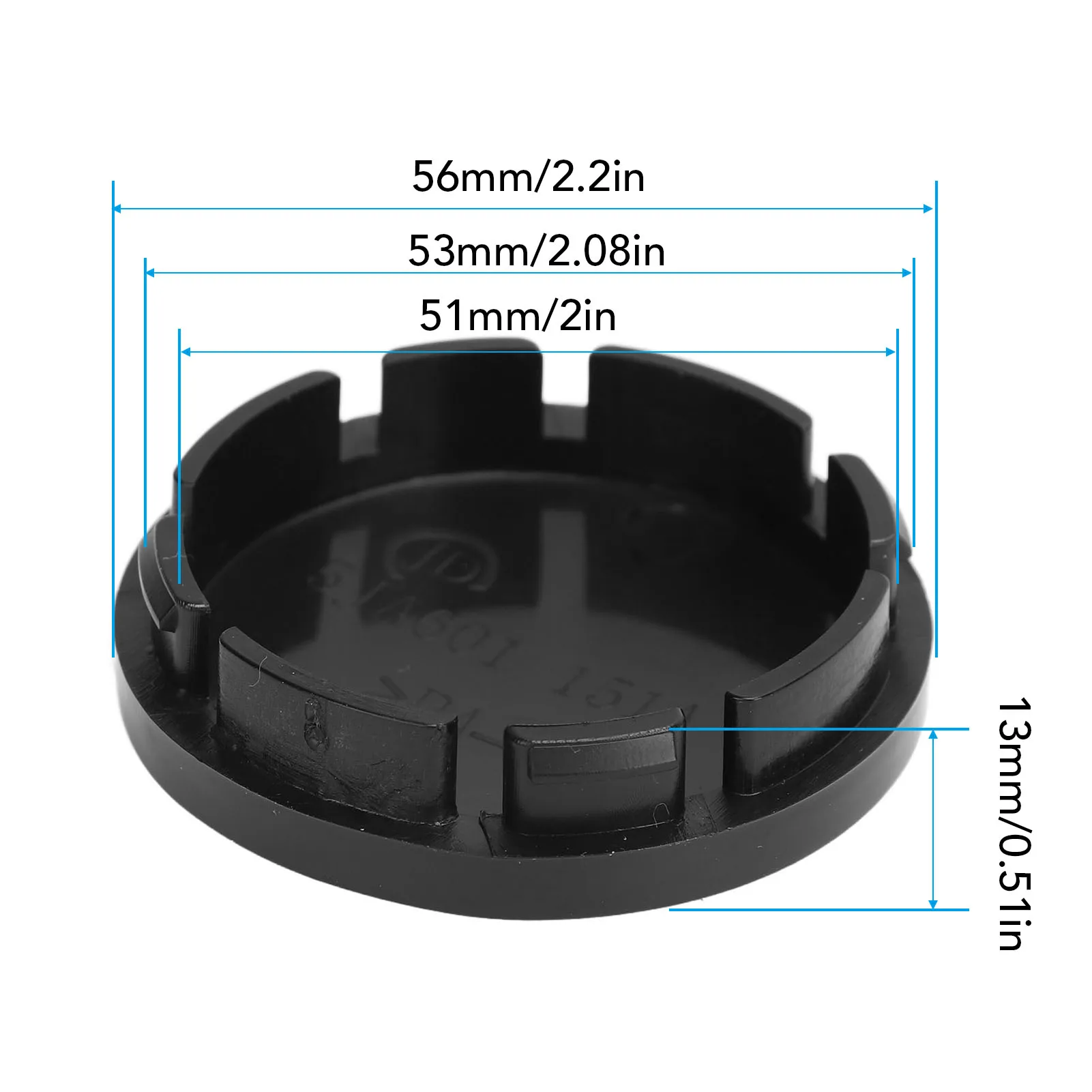56mm 4개입 자동차 휠 센터 허브 캡 블랙 컴팩트 타이어 림 허브 캡 커버 차량용 범용