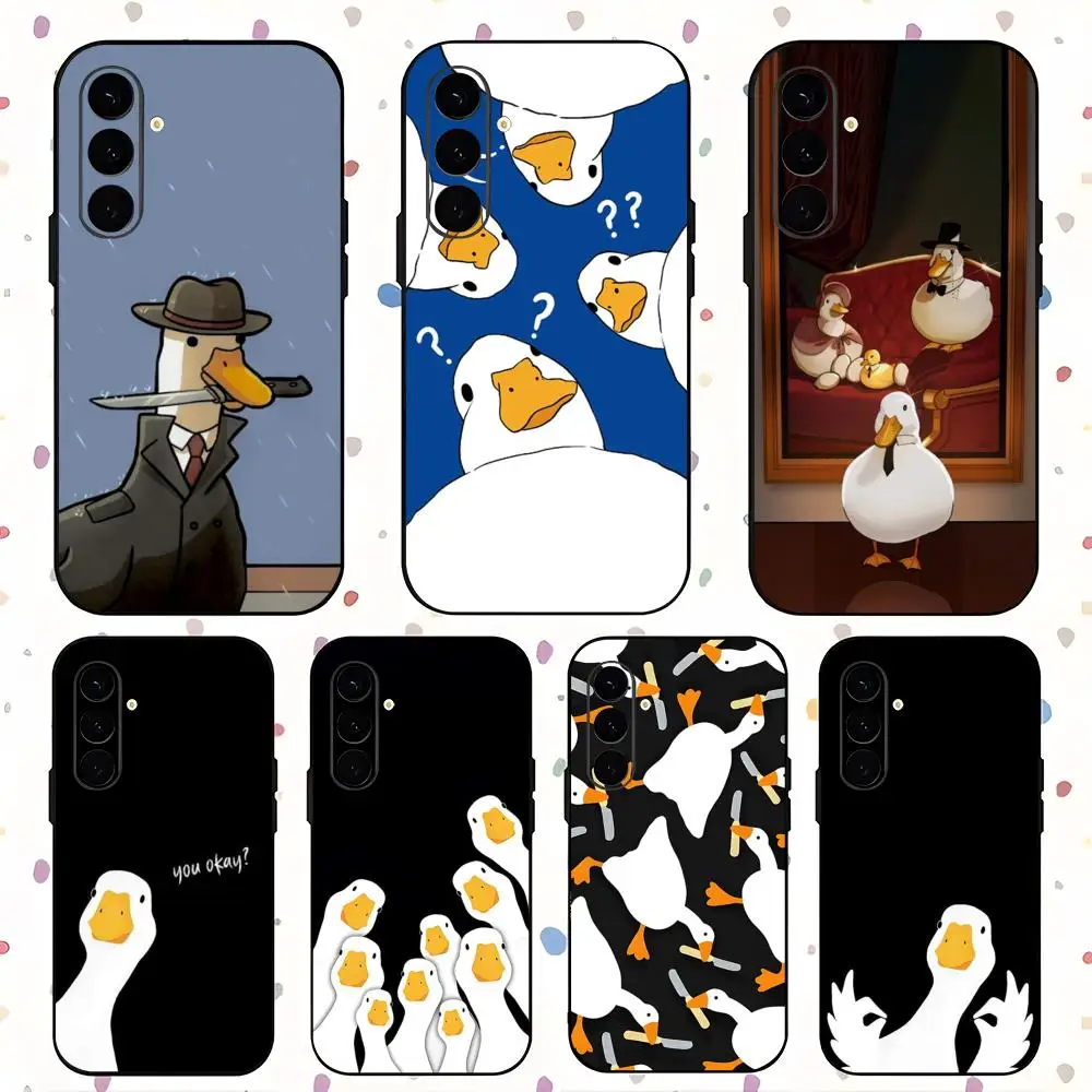 Cute D-DuckES Cartoon Phone Case For Samsung Galaxy S25 S24 S23 S22 S21 S20 Plus Ultra Note20 Soft Black