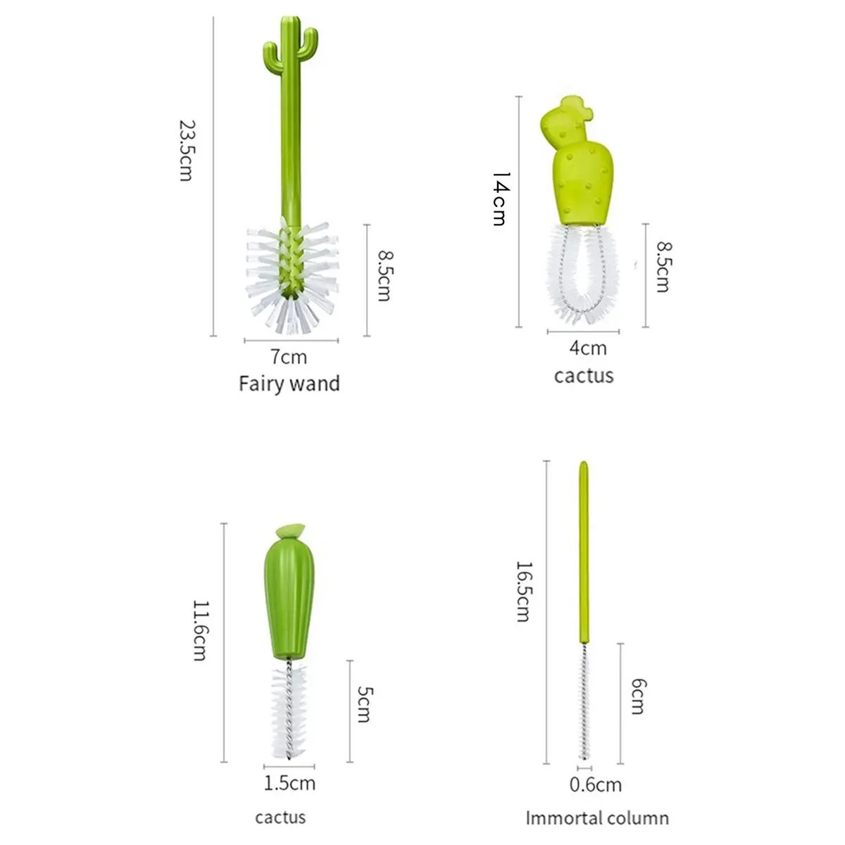 [new] Cactus Bottle Brush, Straw Brush, Multifunctional Cleaning Brush Set, Full-Angle Cleaning