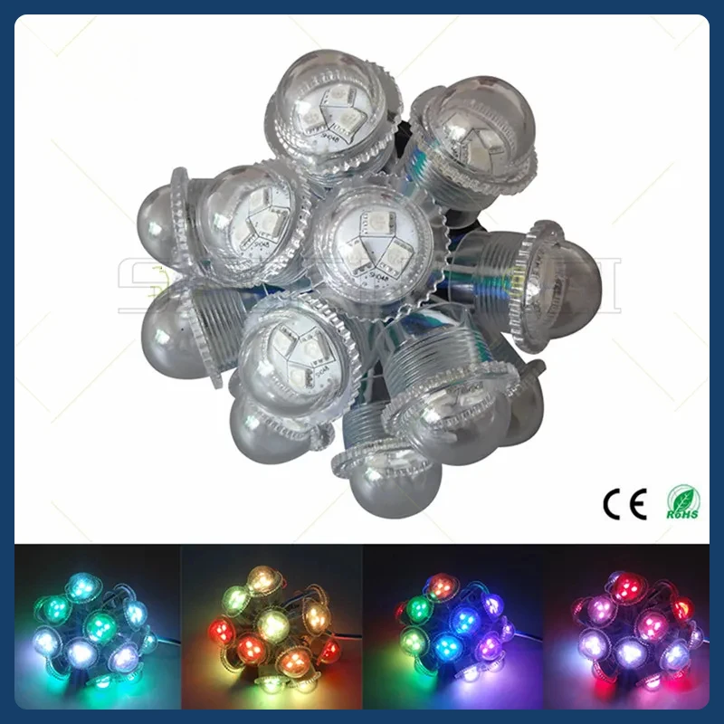 10/20PCS Diameter 26mm Transparent Milky Cover LED Module DC12V WS2811 led pixel Point Light 3leds 5050 SMD RGB Waterproof IP67