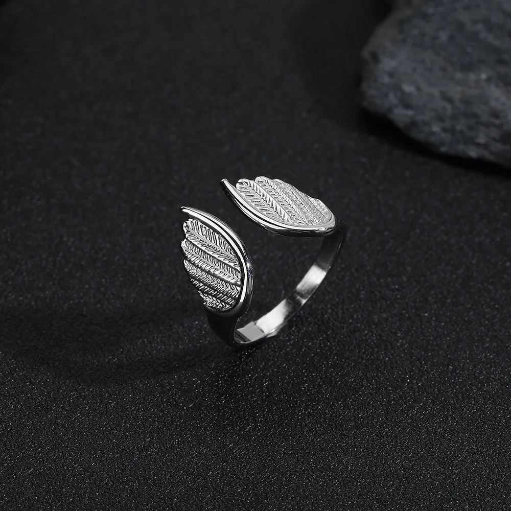 

Stainless Steel Wing Ring for Men Boys,Adjustable Open Metal Ring,Punk Hip Hop Jewelry Gift