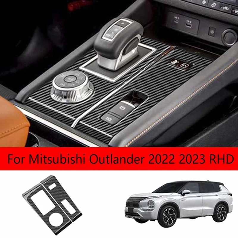 Carbon Console Gear Shift Panel Trim Cover Frame Decor Sticker for Mitsubishi Outlander 2022 2023 RHD