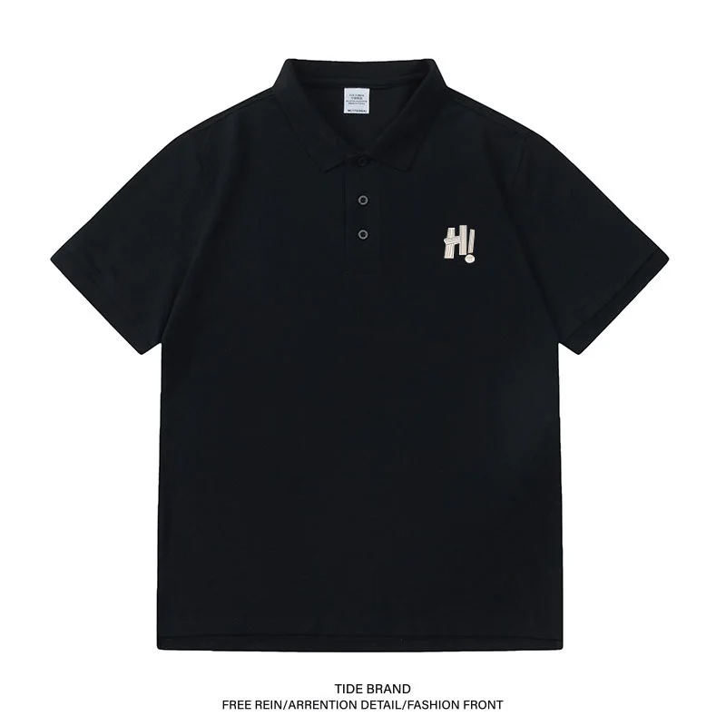 

2025 New Summer Fashion Classic Letter Print Polo Shirt Men Short-sleeved Business Retro Casual Men's Lapel Shir Street Brand