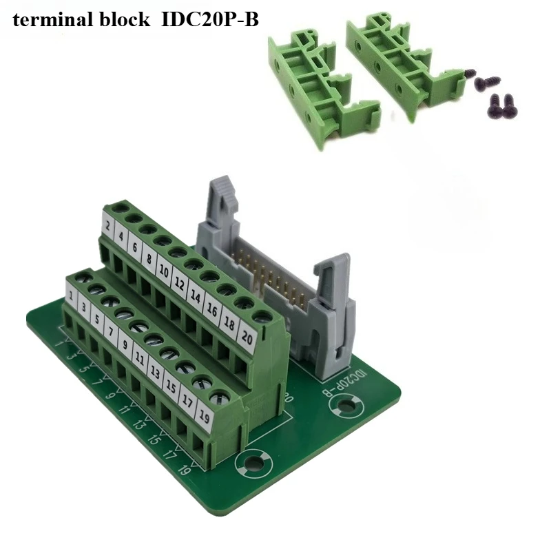 1pcs IDC20P Male To 20 Pins Terminal Block Breakout Board Adapter Cable PLC Relay Terminals DIN Rail IDC20