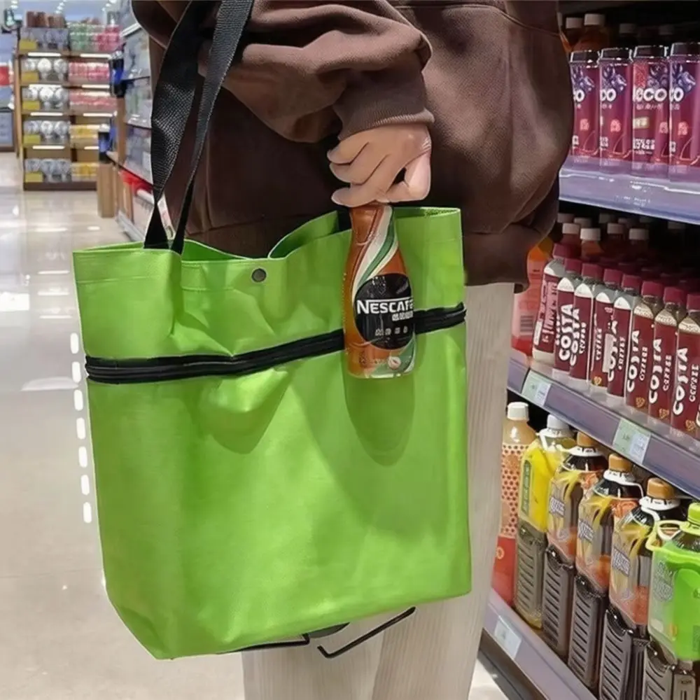 Portable Foldable Shopping Bag With Wheels Large Capacity Collapsible Grocery Cart Utility Trailer Luggage Organizer For Market