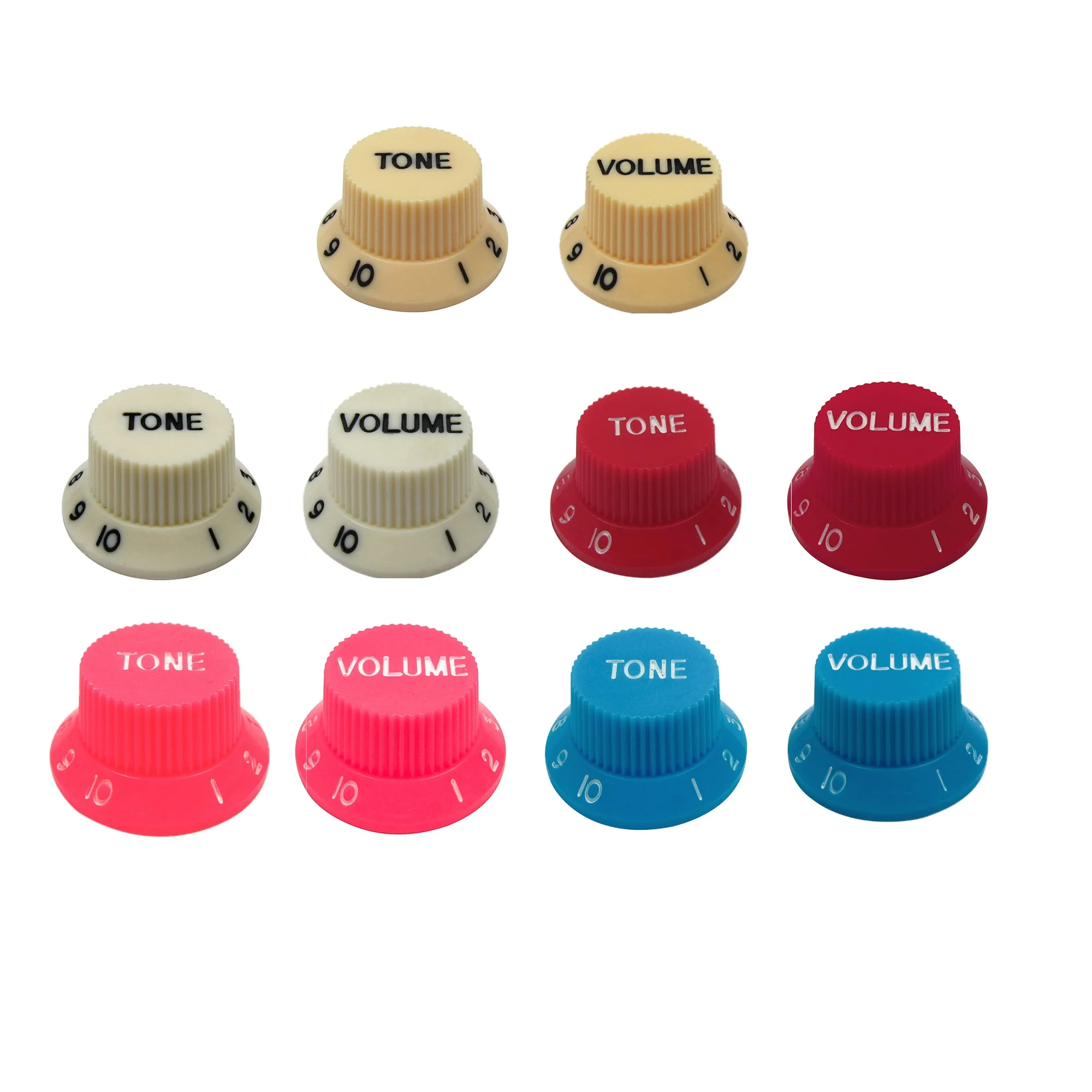 FLEOR 3PCS 2T1V Electric Guitar Volume Tone Control Knobs Top Hat 18-Splines For ST SQ Guitar Accessories