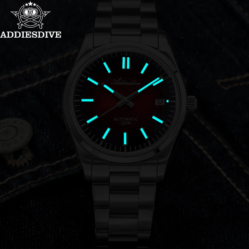 Addiesdive relógios de luxo masculino alta qualidade automático nh35 vidro safira 39mm gradiente luminoso à prova dwaterproof água novo ad2071 relógio pulso
