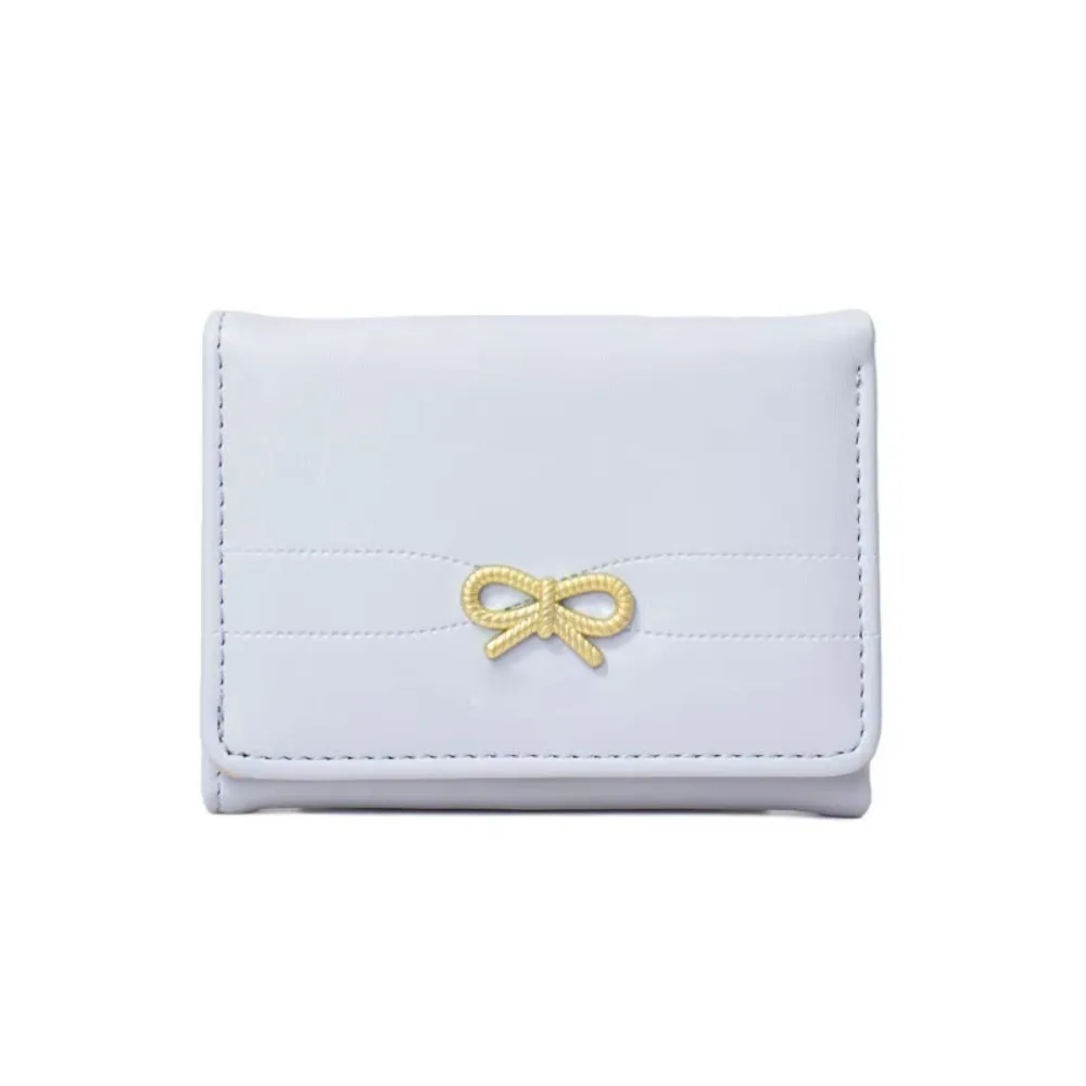 

Korean Style Mini Portable Purse Solid Color Bow Student Simplicity Wallet Multifunctional Lightweight Card Organizer