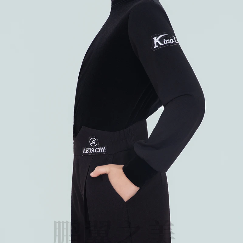 ملابس علوية للرقص اللاتيني لعام 2025 للأولاد برقبة عالية وأكمام طويلة فستان سامبا تشاتشا تانجو ملابس أداء لاتينية للأطفال DQS21167