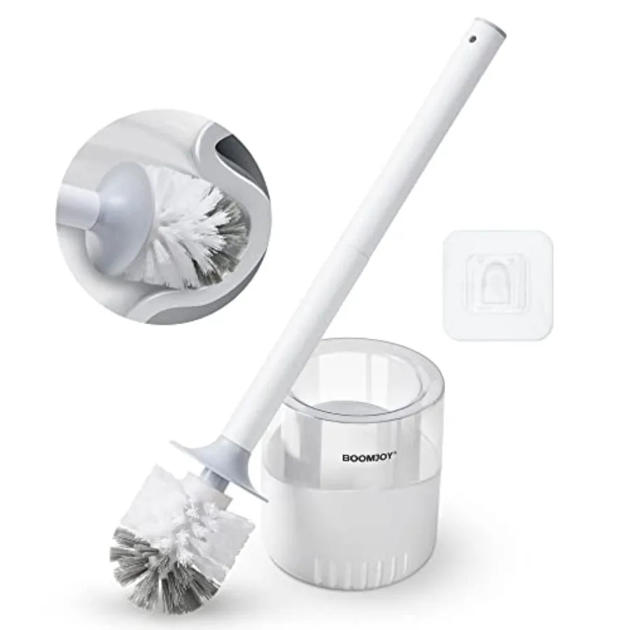 

Curated Picks Toilet Bowl Brush and Holder - Durable Head Toilet Cleaner Brush with Dense Bristles and Clear Base for Bathroom