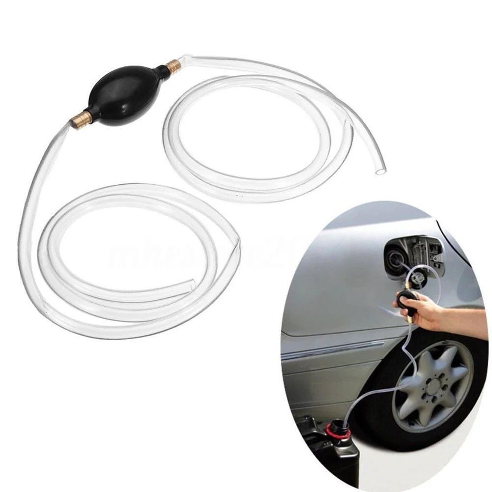Manual Hand Siphon Pump with Copper Interface for Petrol Diesel Water Oil Liquid Transfer Fuel Transfer Pump Tool 2 1m Length